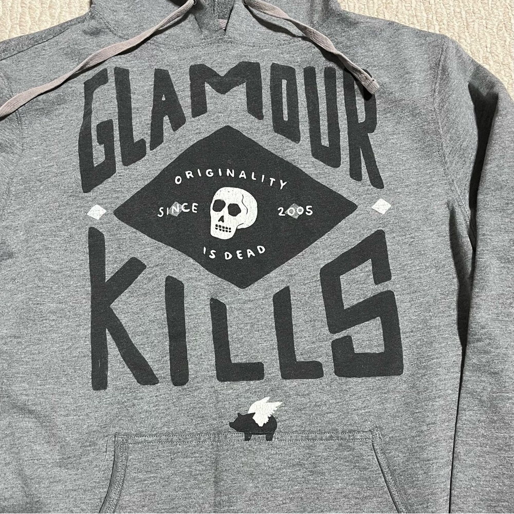 GLMR Glamour Kills Skull & Pig Hoodie Originality Is Dead Since 2005 Women’s L